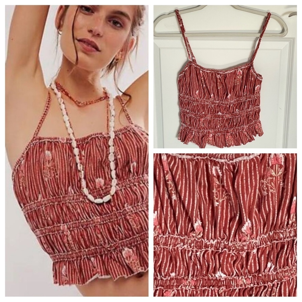 Free People We The Free cropped ruched floral tank Top - 47534